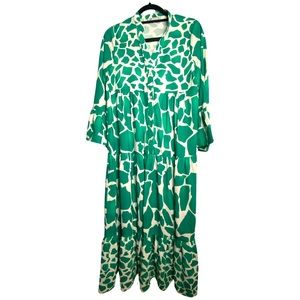 Green and white abstract maxi